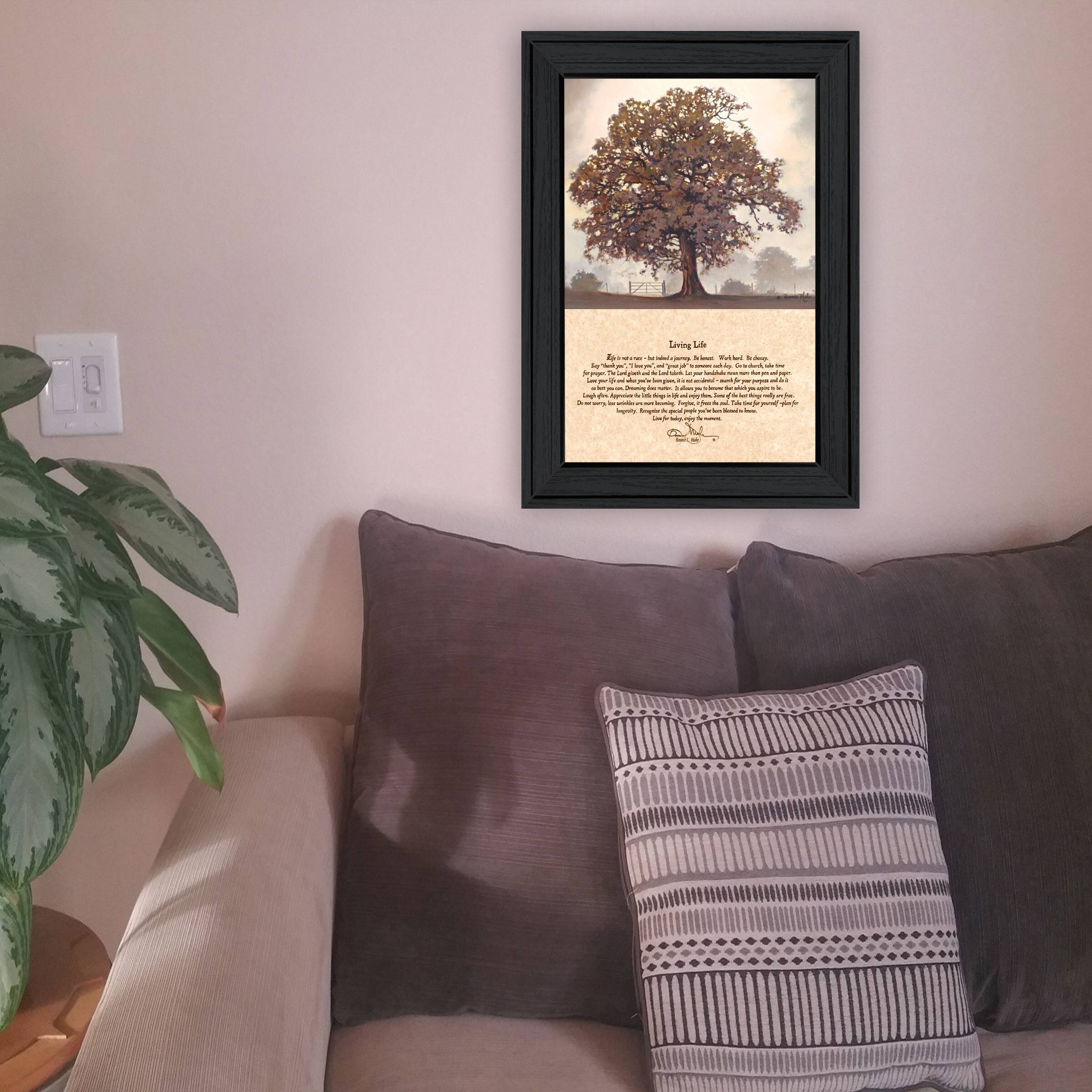 TrendyDecor4U Farmhouse "Living Life" Framed Wall Art by Bonnie Mohr